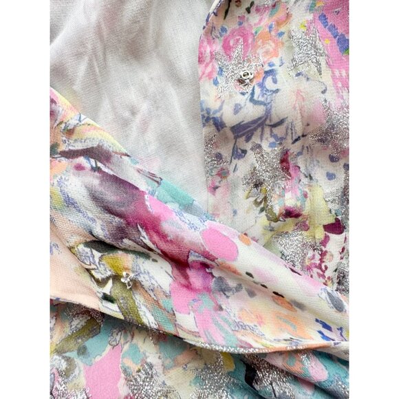 ROCOCO SAND Lelia Floral Metallic Stars Chiffon Tasseled Mini Dress, Size S - Picture 13 of 16